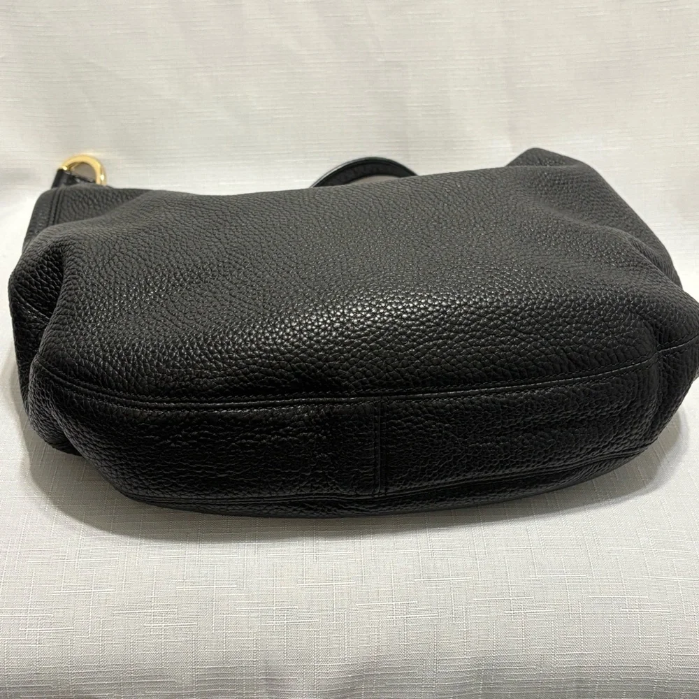 Michael Kors Black Leather Hobo Bag with Gold Accents - Picture 3 of 15